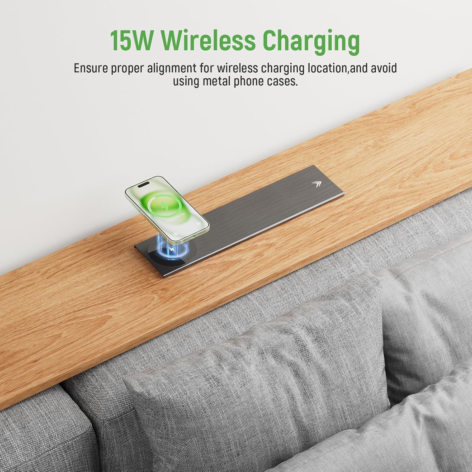 Tischsteckdose 3 Fach mit USB C PD20W, Einbau Steckdosenleiste mit USB und 15W Kabellosem Ladegerät, Metall Deckel, Einbausteckdose Versenkbare Steckdose für Schreibtisch Küche Büro, Schwarz, 2M Kable