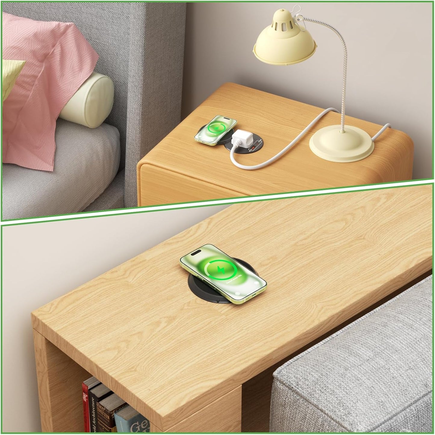 Desk Power Grommet Socket with Wireless Charging, Recessed Power Strip with USB C PD 20W, Desk Power Socket with USB for Office Home Furniture, 1.8M Cable, Black